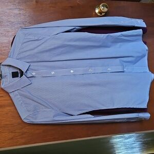 🍀H&M Men's Blue and White Striped Dress Shirt Small🍀
